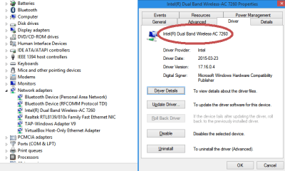 [ Intel 7260 in Windows device manager ]